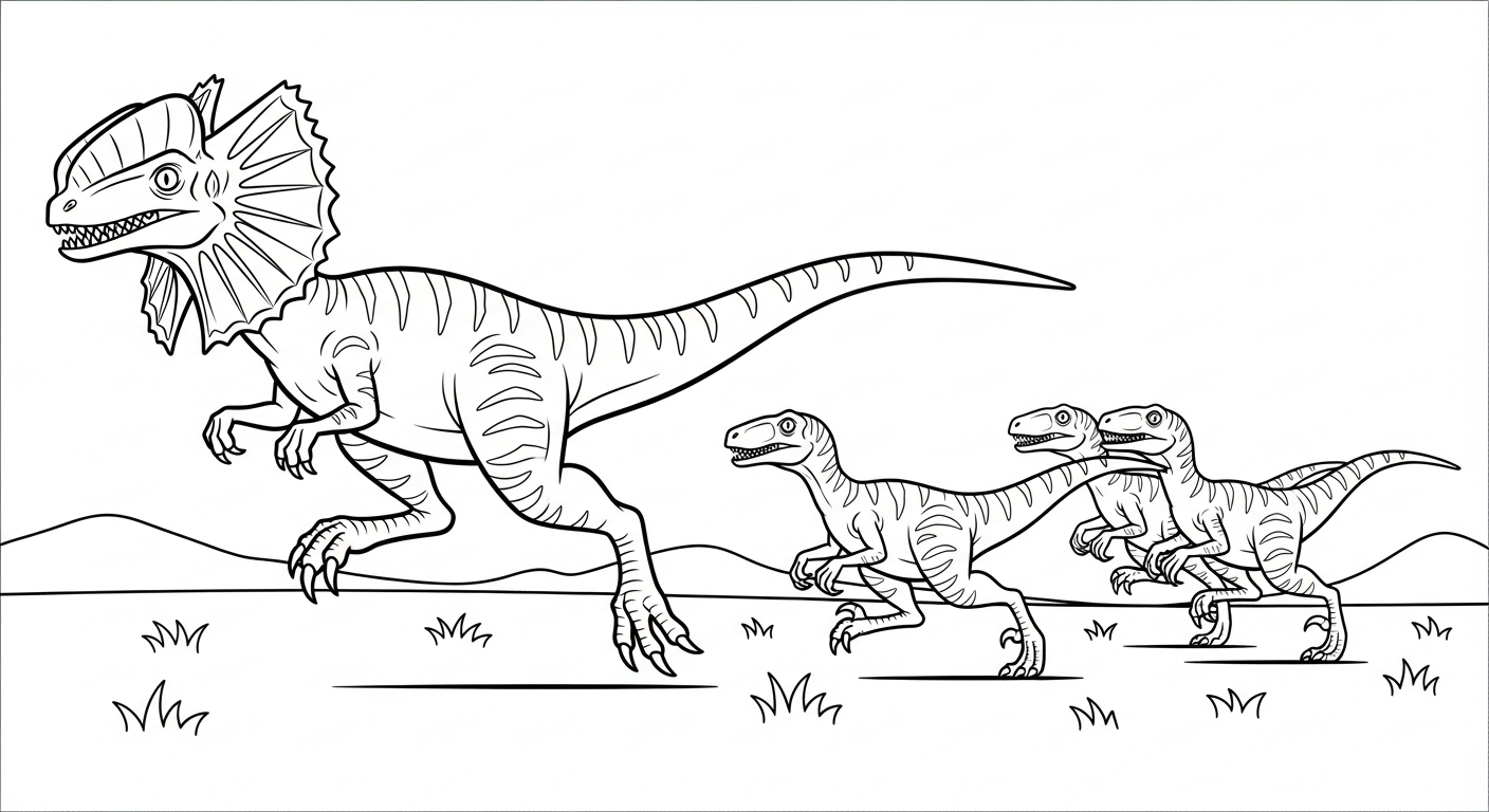 coloriage Dilophosaurus pour enfant de 5 ans