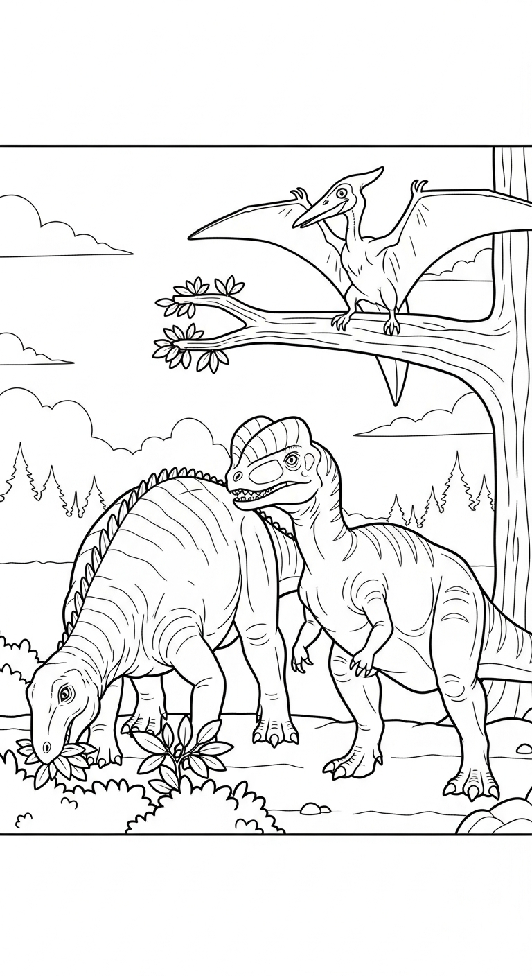 télécharger coloriage Dilophosaurus gratuit