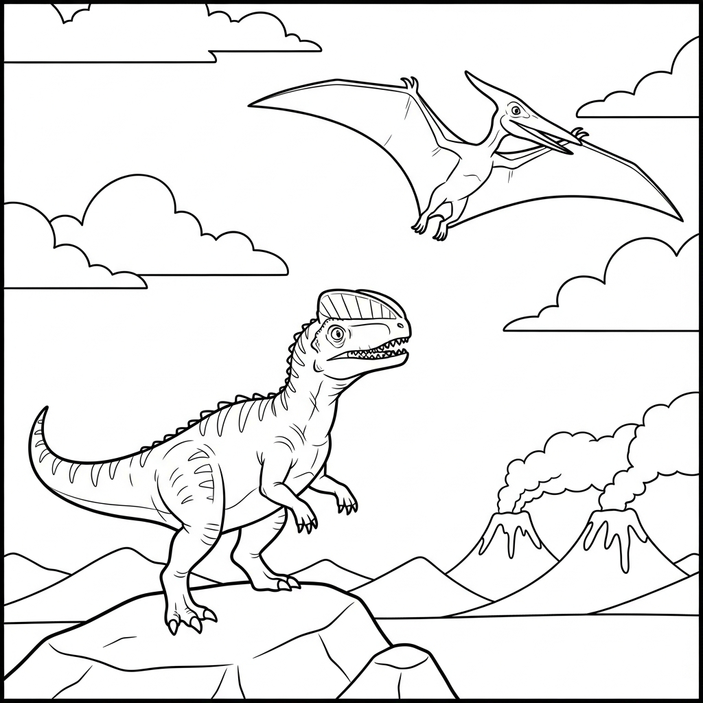 coloriage Dilophosaurus pour primaire