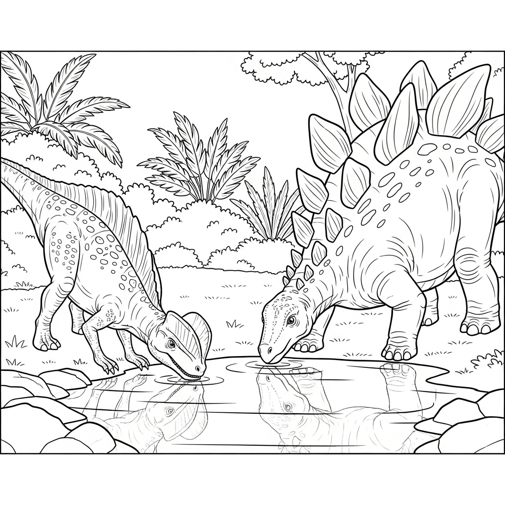 image de coloriage Dilophosaurus pour enfant