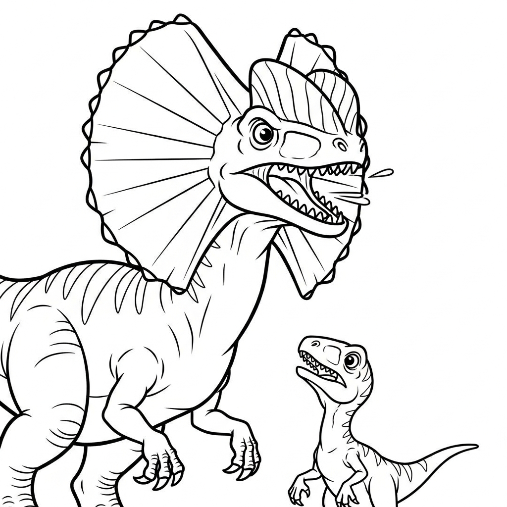 coloriage Dilophosaurus pour primaire 1