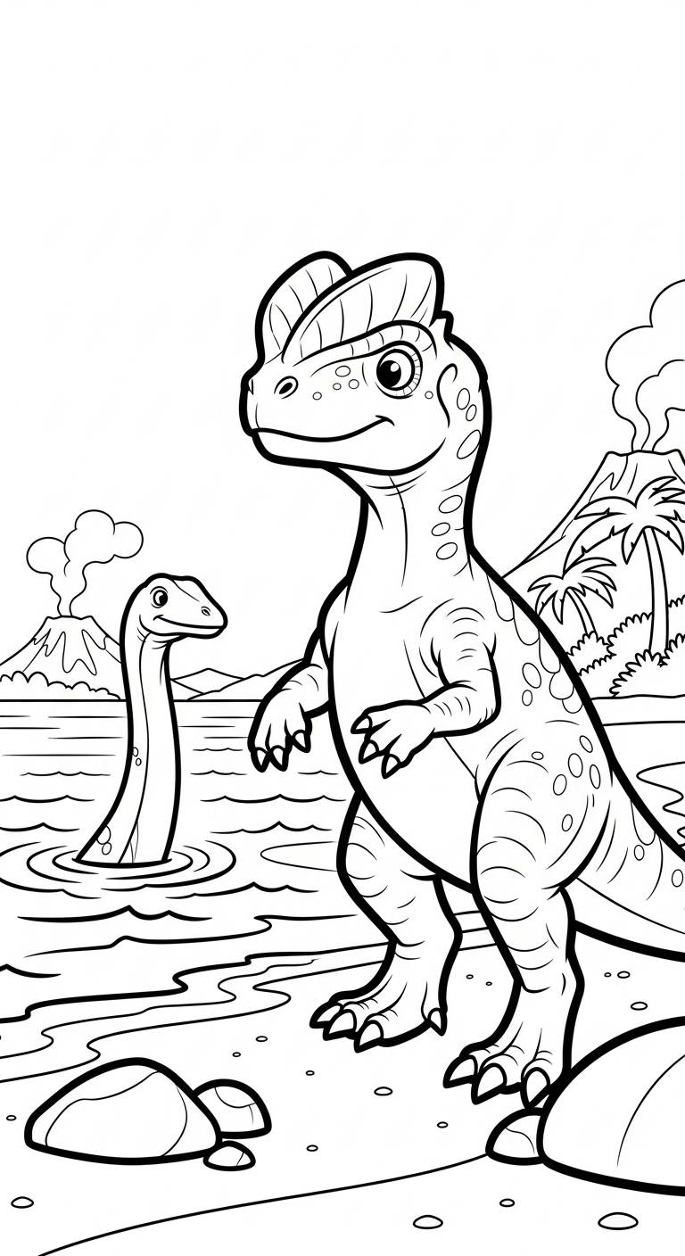 coloriage Dilophosaurus en ligne pour enfant 1