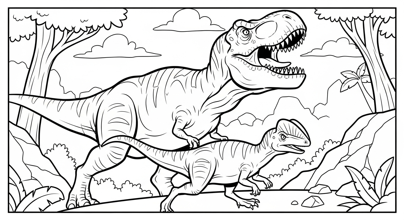 coloriage Dilophosaurus à imprimer a4