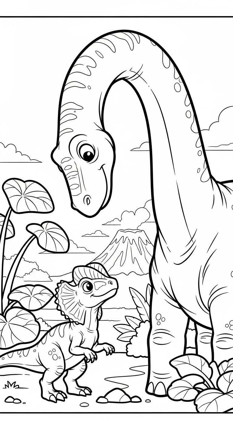 image de coloriage Dilophosaurus pour enfant 1