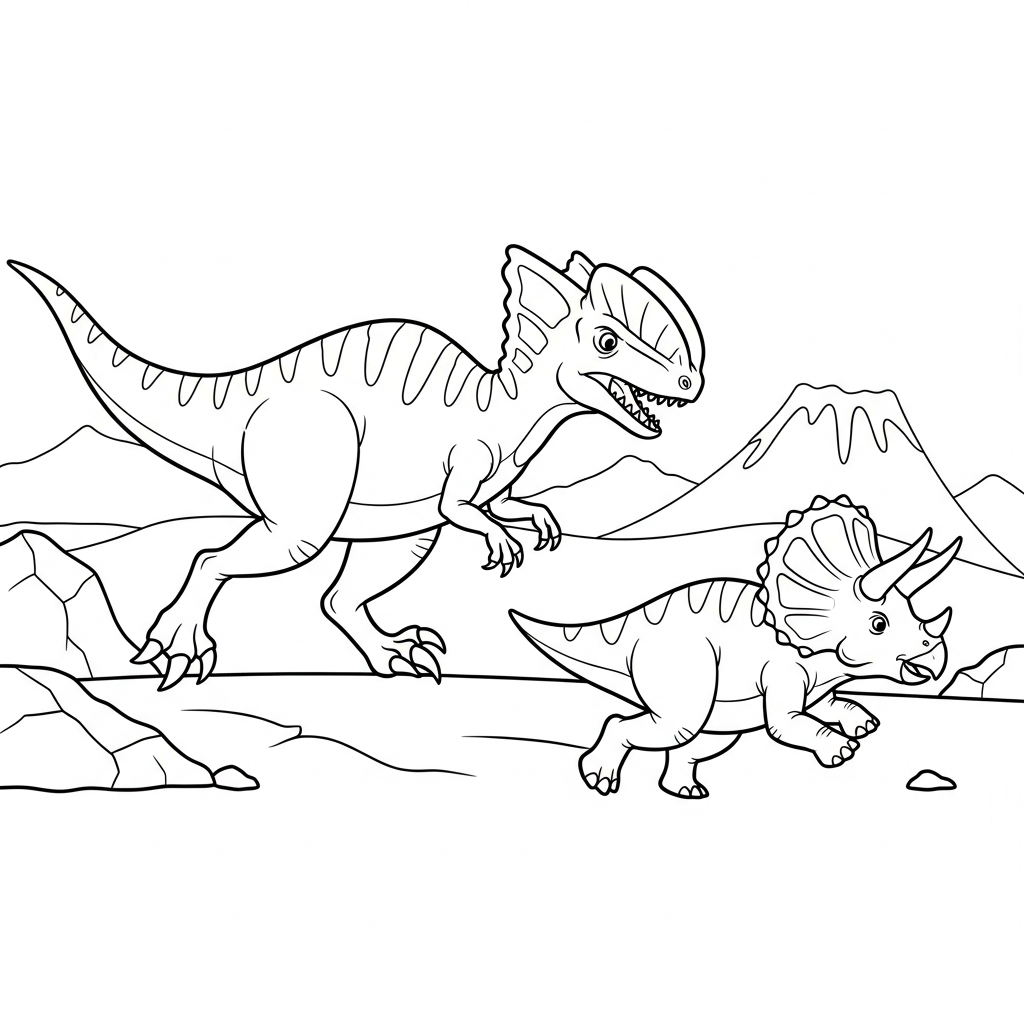 coloriage Dilophosaurus pour enfants a imprimer 1