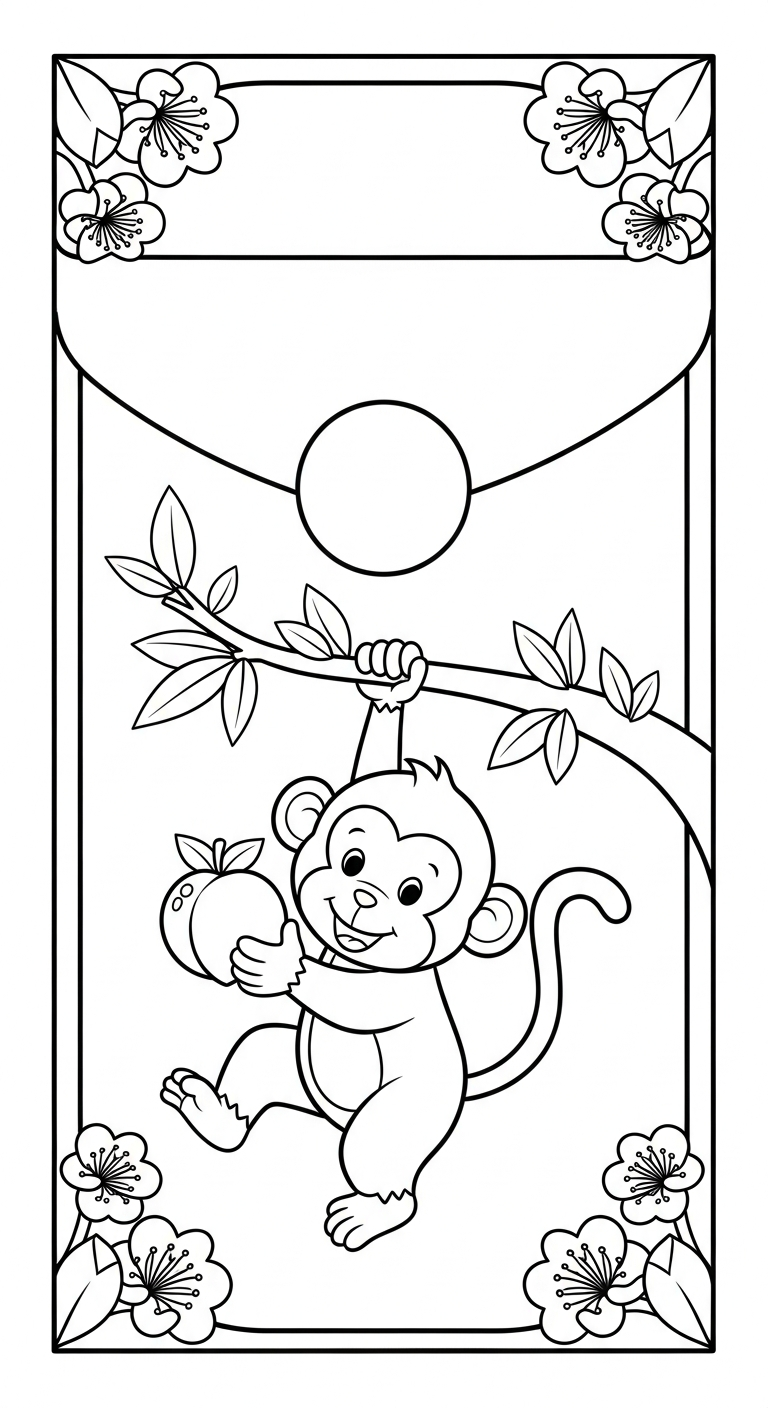 coloriage Enveloppe Rouge à imprimer pour enfant de 4 ans