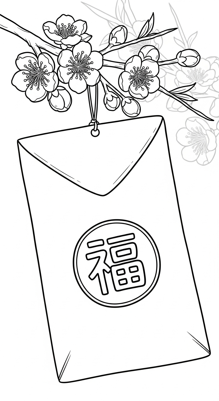 coloriage Enveloppe Rouge pour enfant de 3 ans