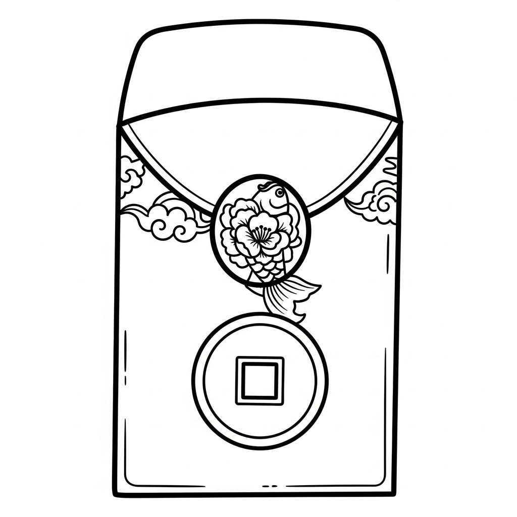 coloriage Enveloppe Rouge a colorier en ligne