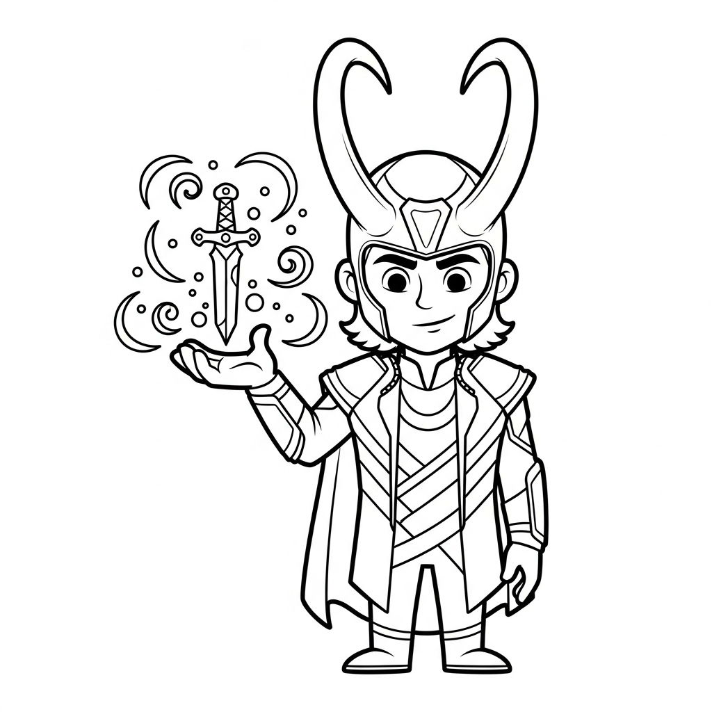coloriage Loki Marvel pour enfants a imprimer