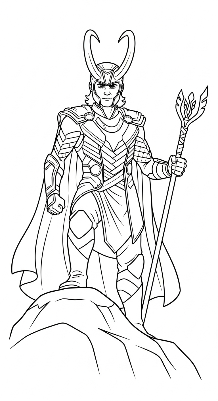 coloriage Loki Marvel gratuit a imprimer
