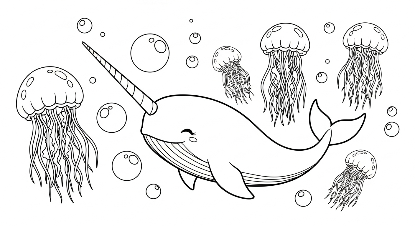 coloriage Narval pour bebe a imprimer 1