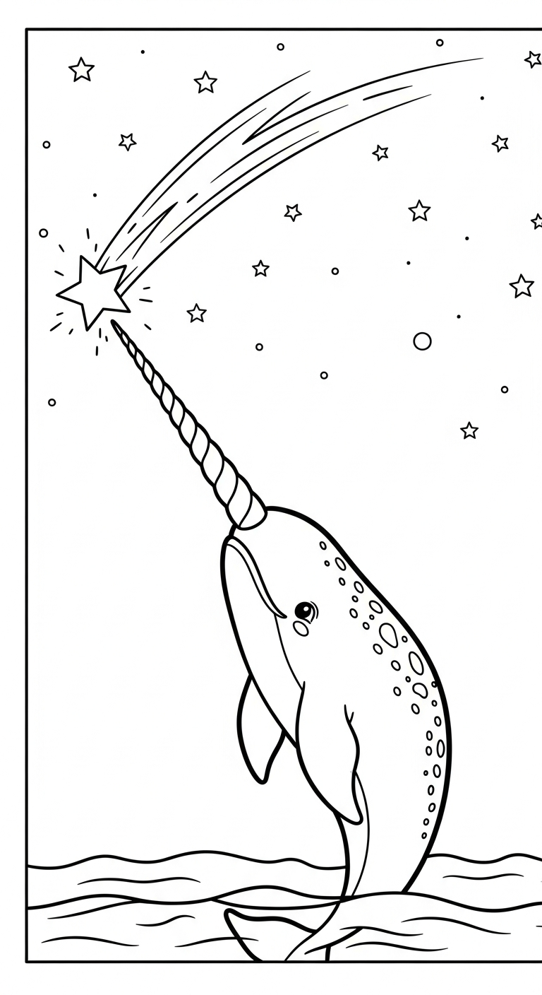 coloriage Narval à imprimer pour enfant de 12 ans