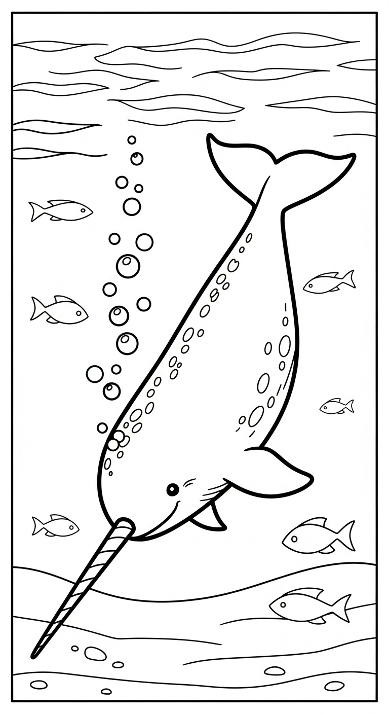 coloriage Narval pour enfant de 7 ans