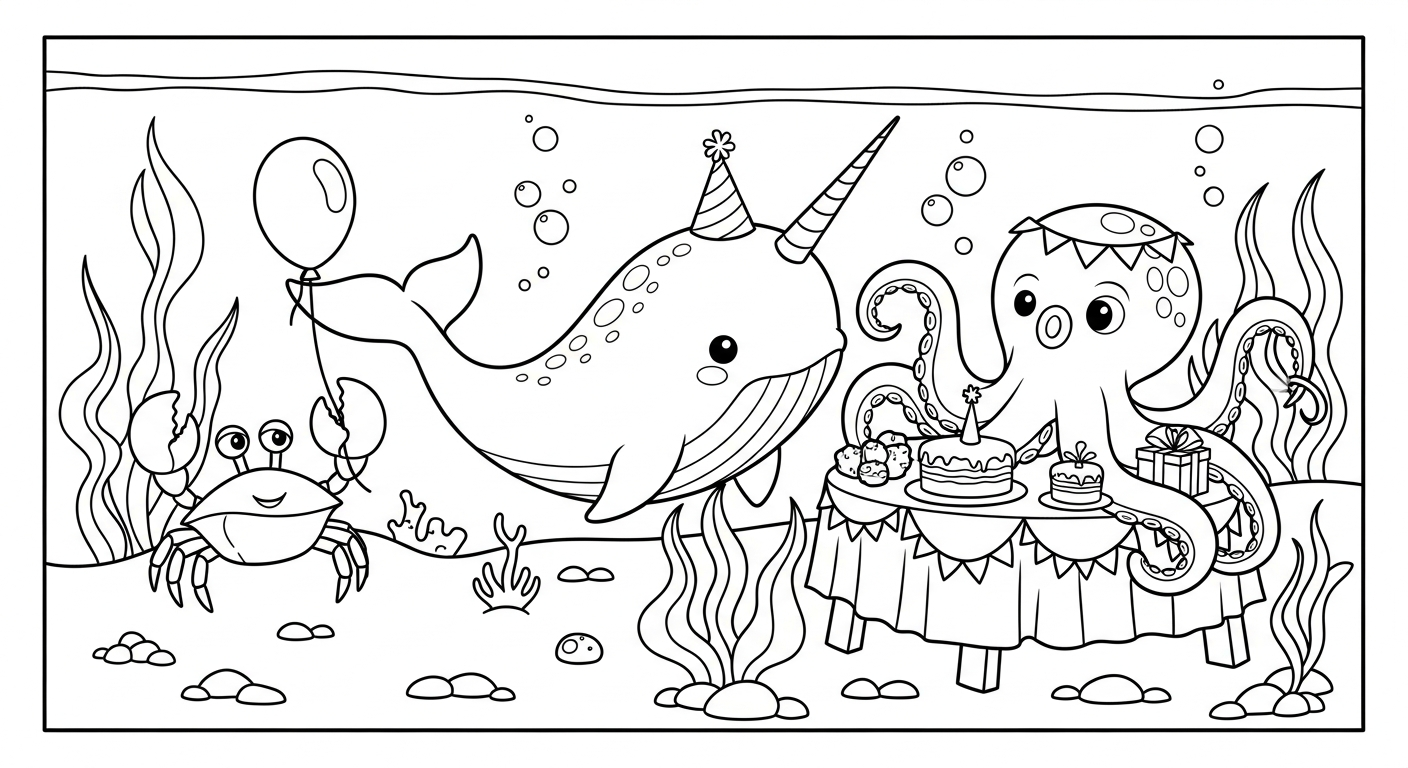 coloriage Narval à imprimer gratuitement pdf