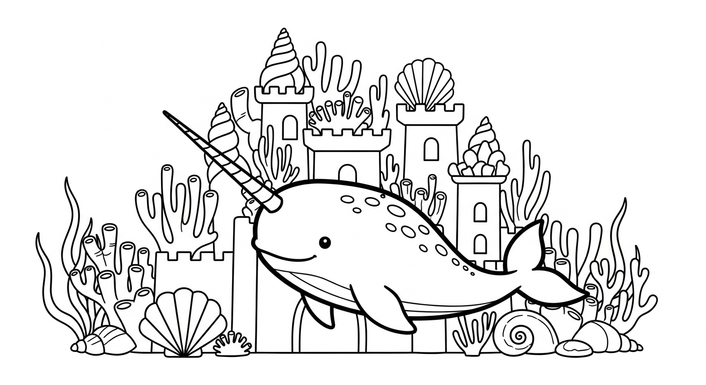 coloriage Narval à imprimer pdf 2