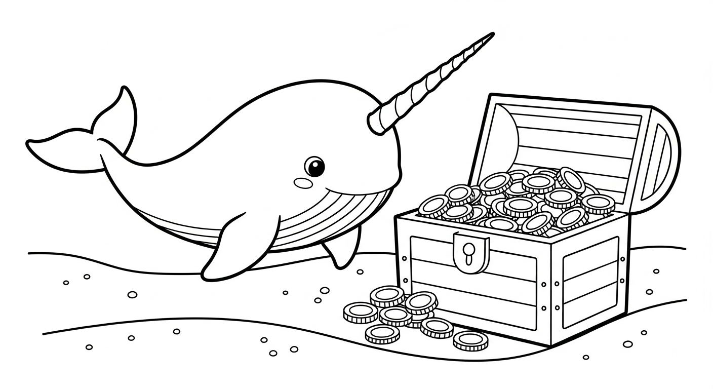 coloriage Narval à imprimer pdf 1