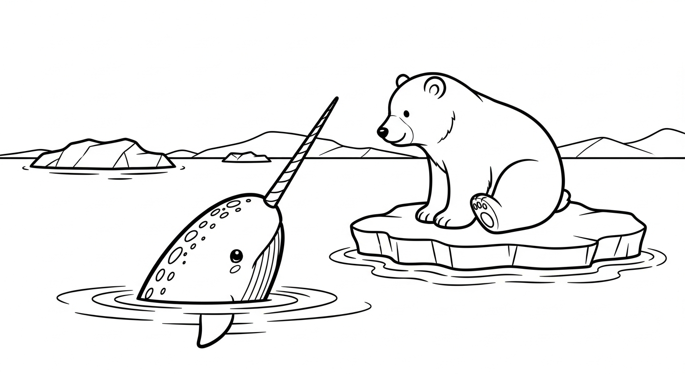 coloriage Narval à imprimer pour enfant de 8 ans