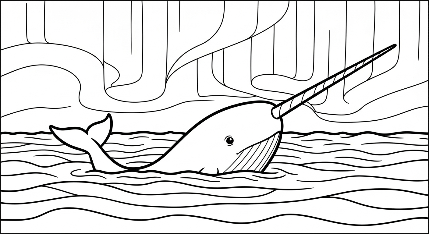 coloriage Narval pour bebe a imprimer