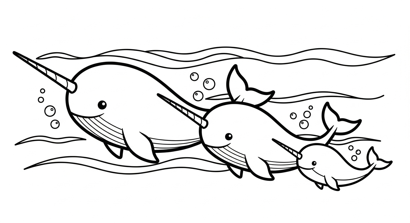 coloriage Narval pour enfant de 3 ans