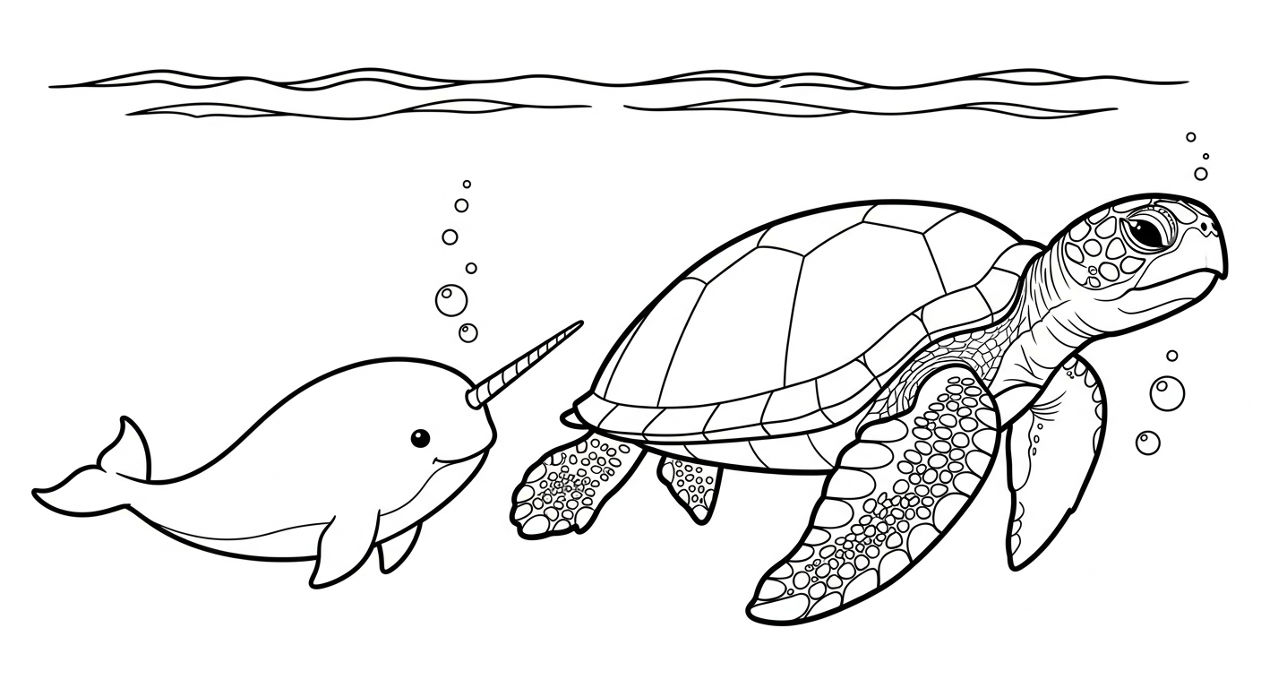 coloriage Narval à imprimer gratuitement