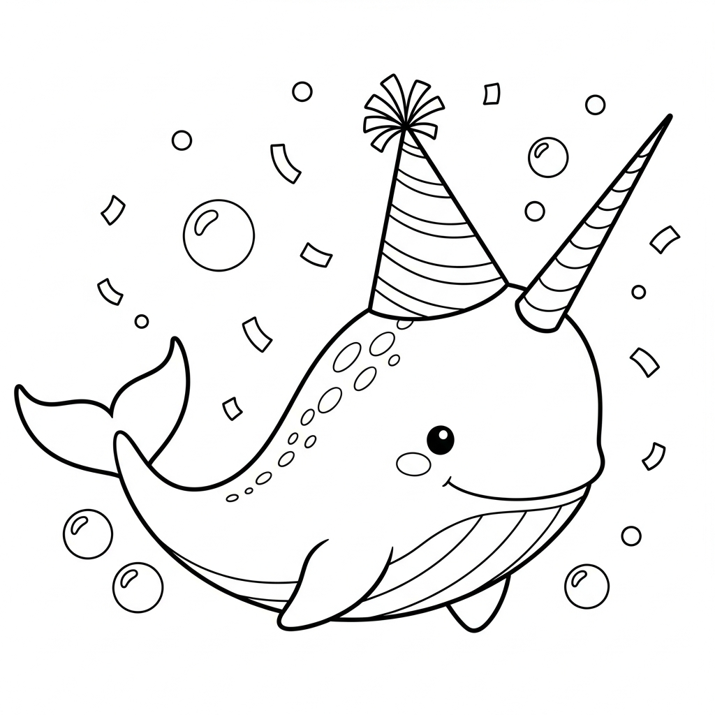 coloriage Narval à imprimer pdf