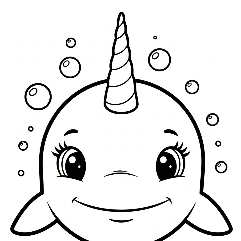 coloriage Narval à imprimer pour enfant de 9 ans