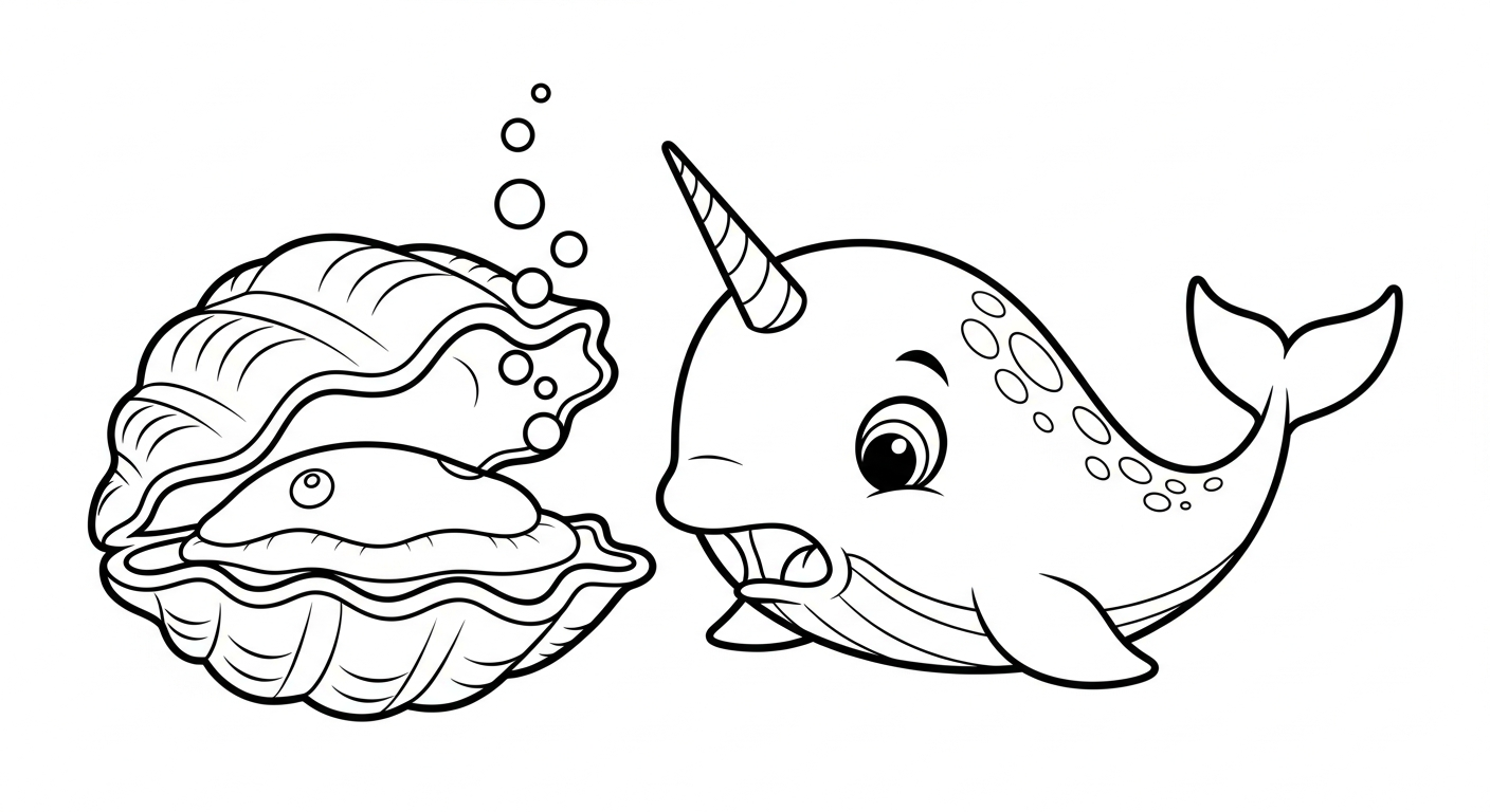 coloriage Narval pour enfant de 5 ans