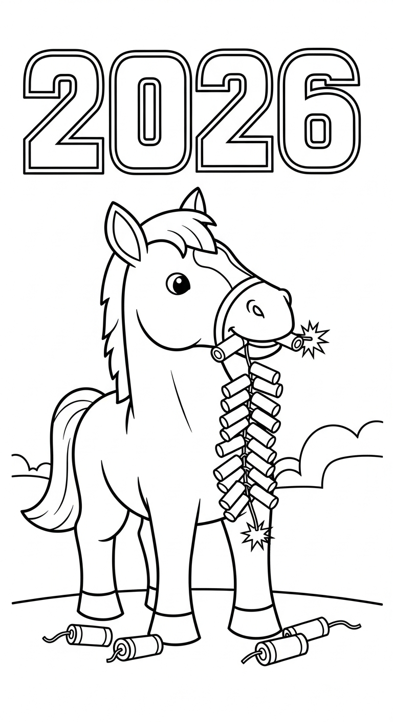 coloriage Nouvel An Chinois 2026 à imprimer gratuit