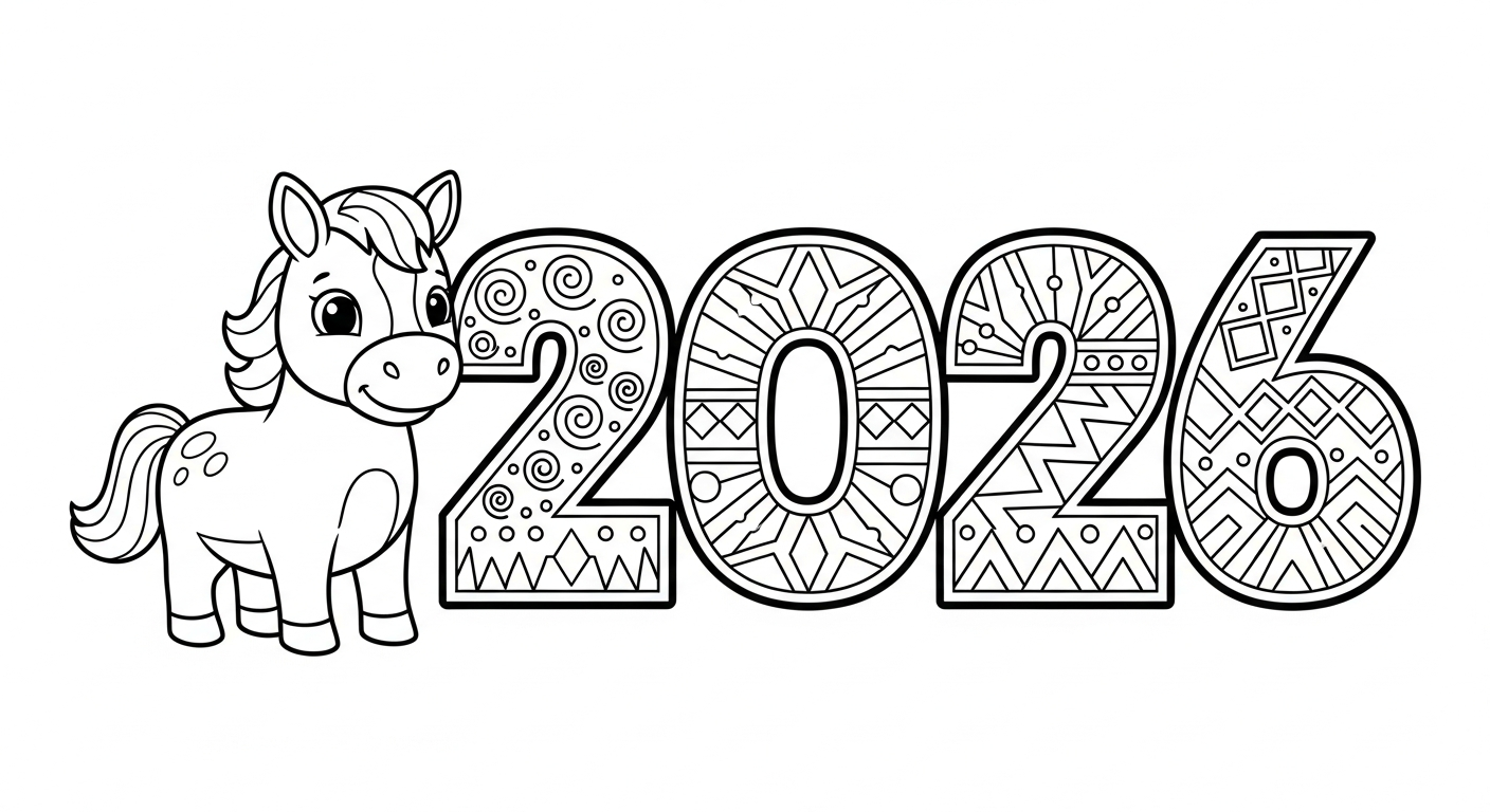 coloriage Nouvel An Chinois 2026 à imprimer pour enfant de 7 ans