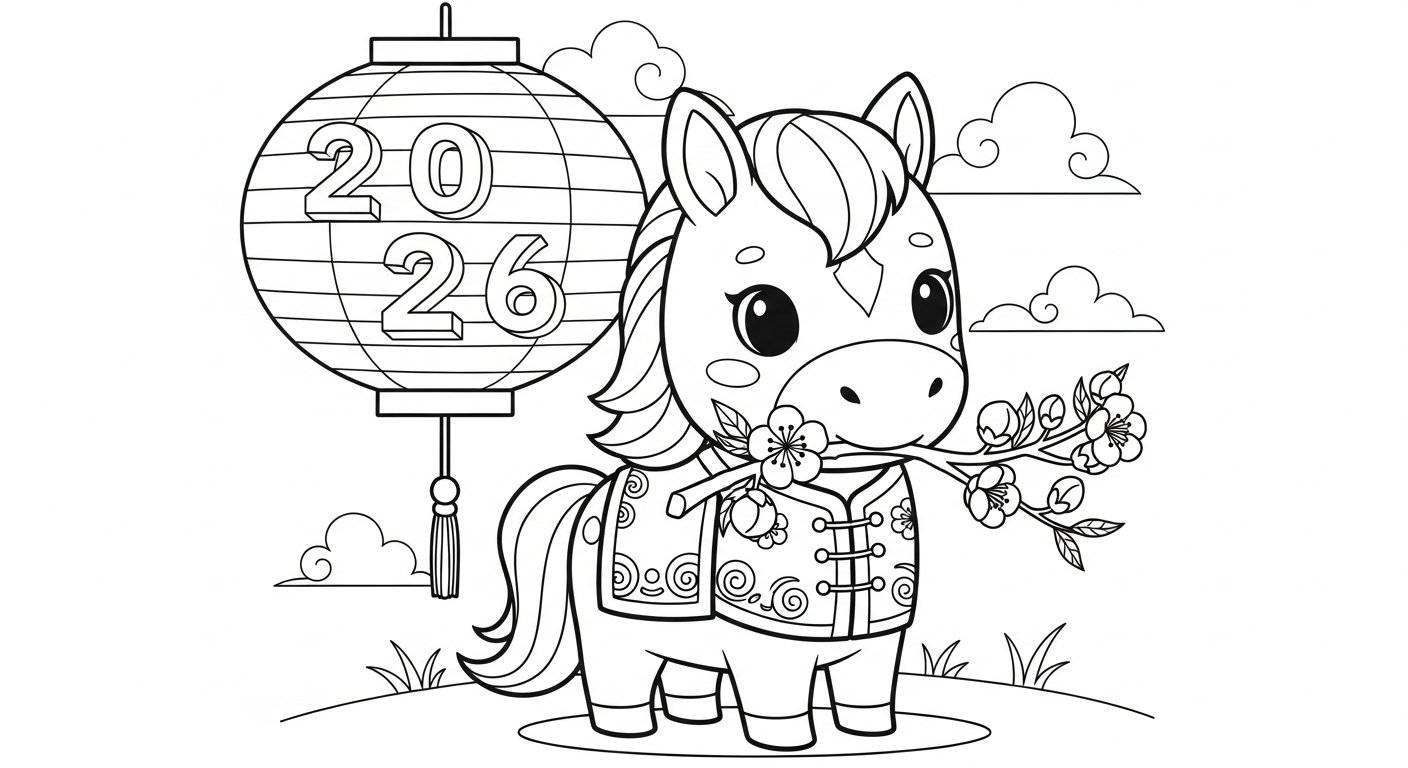 coloriage Nouvel An Chinois 2026 gratuit en ligne