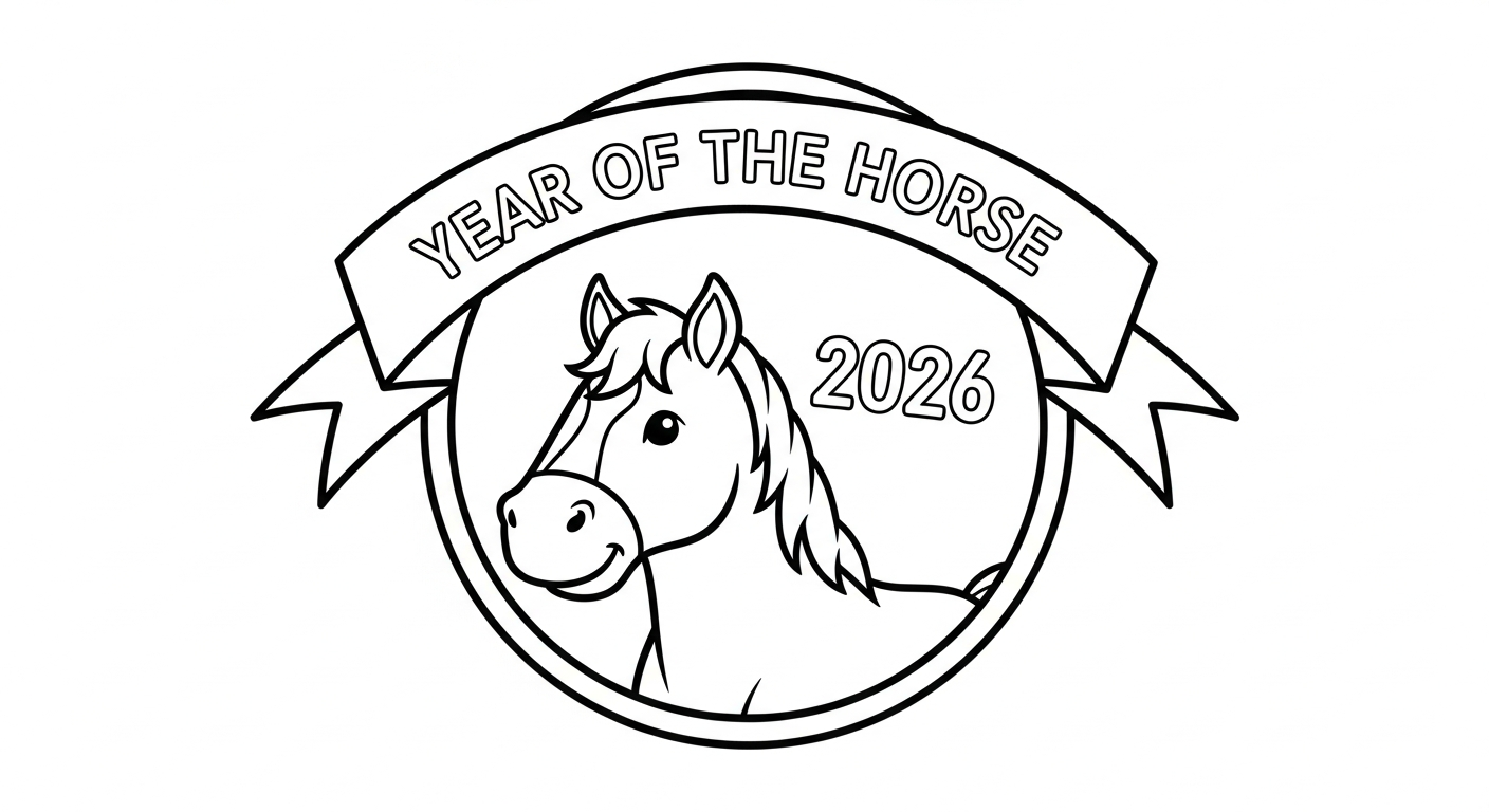 coloriage Nouvel An Chinois 2026 pour enfant de 2 ans