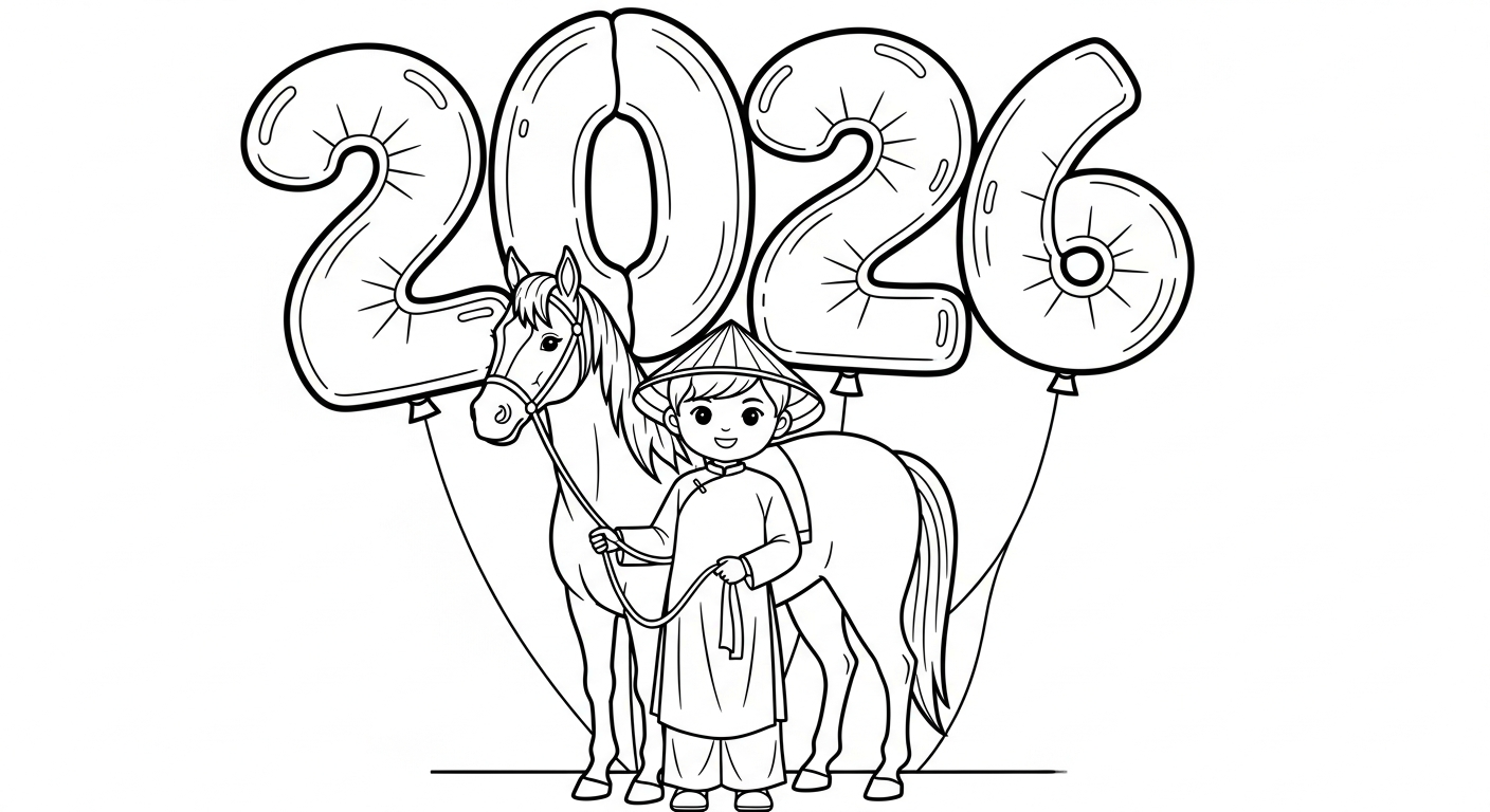 télécharger coloriage Nouvel An Chinois 2026 gratuit
