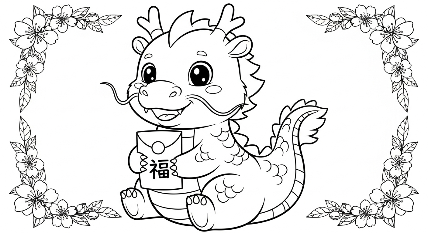 coloriage Nouvel An Chinois updated pour enfant gratuit 1