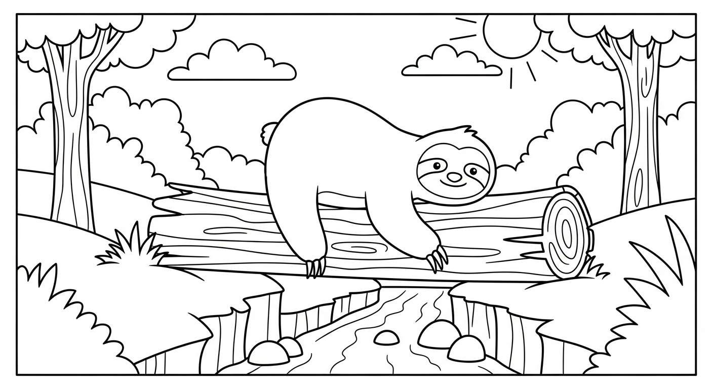 coloriage Paresseux à imprimer pour enfant de 4 ans 1