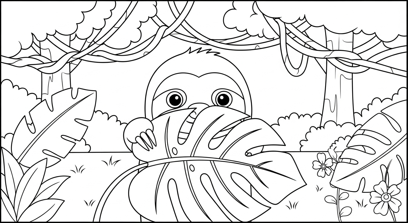 coloriage Paresseux et découpage à imprimer