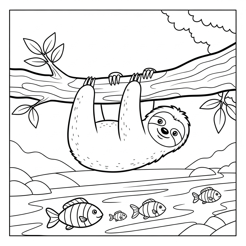 coloriage Paresseux à imprimer pour enfant de 8 ans