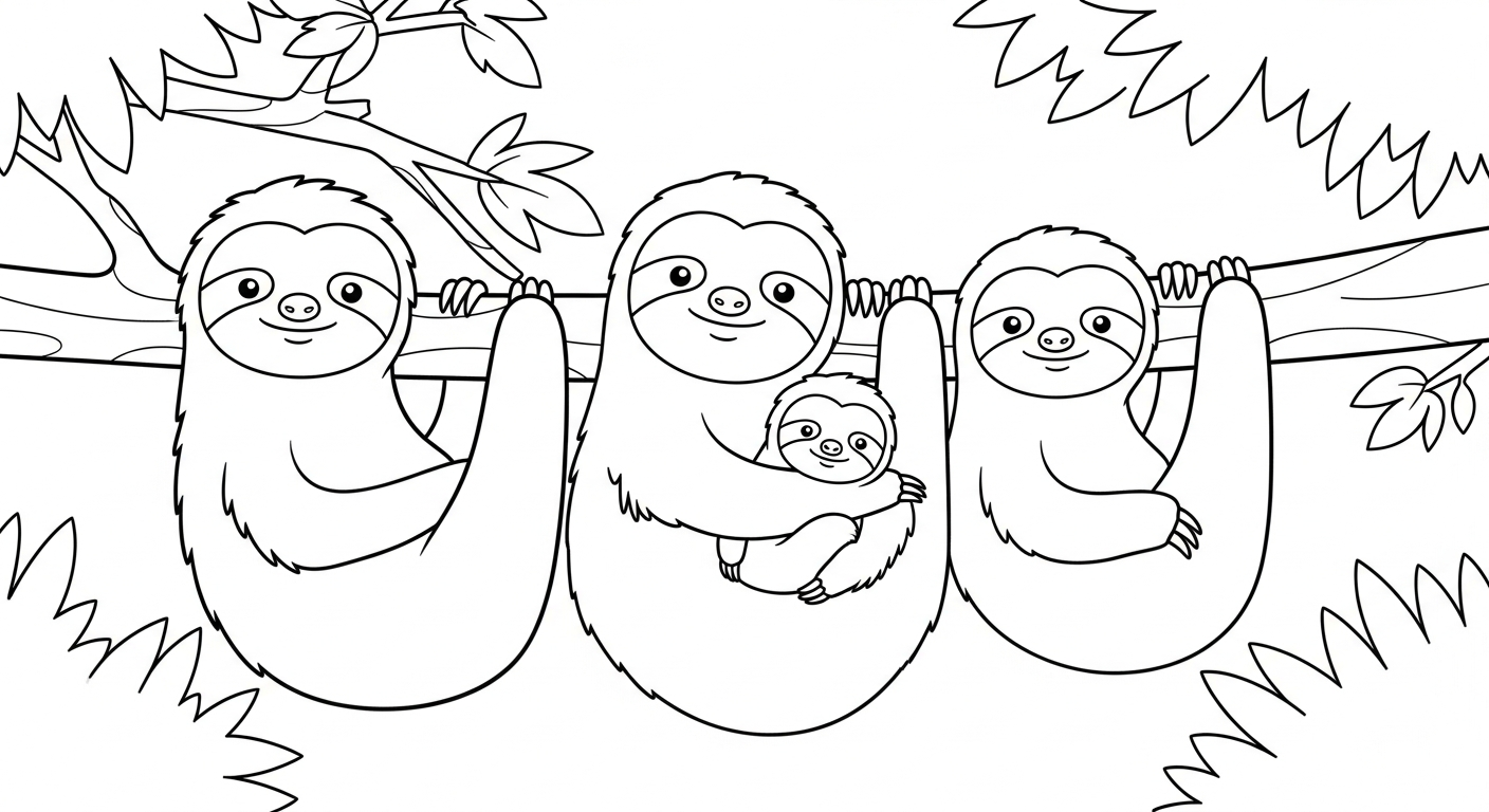 coloriage Paresseux pour enfants à imprimer