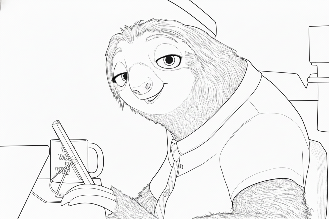 coloriage Paresseux a dessiner en ligne