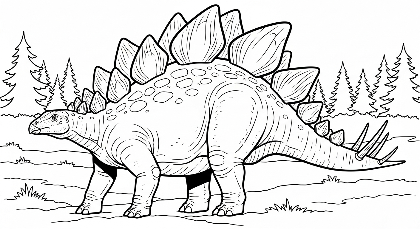 coloriage Stegosaurus à imprimer pour enfant de 6 ans