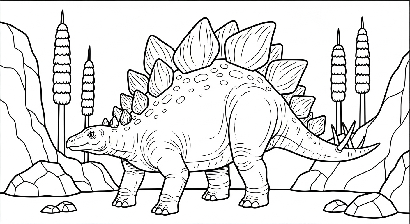 coloriage Stegosaurus pour enfant de 4 ans 1