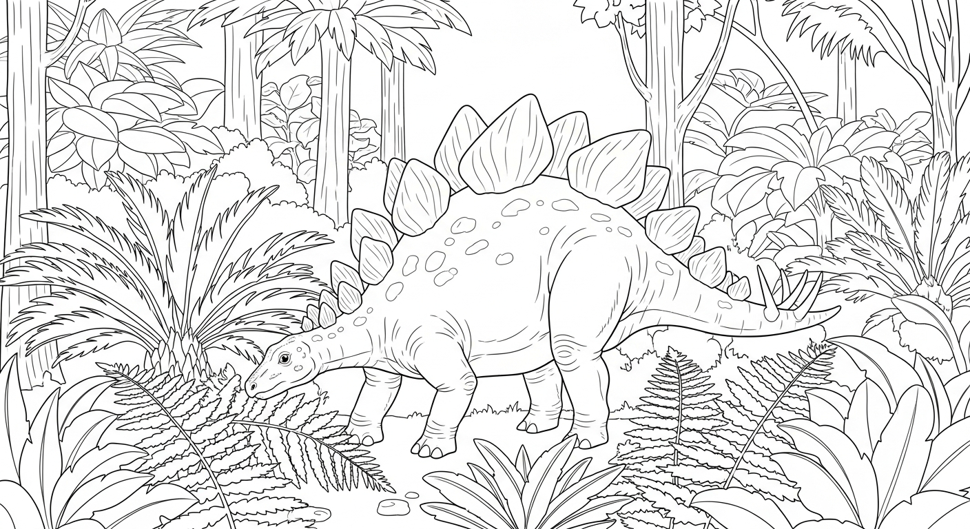 coloriage Stegosaurus pour enfant de 10 ans