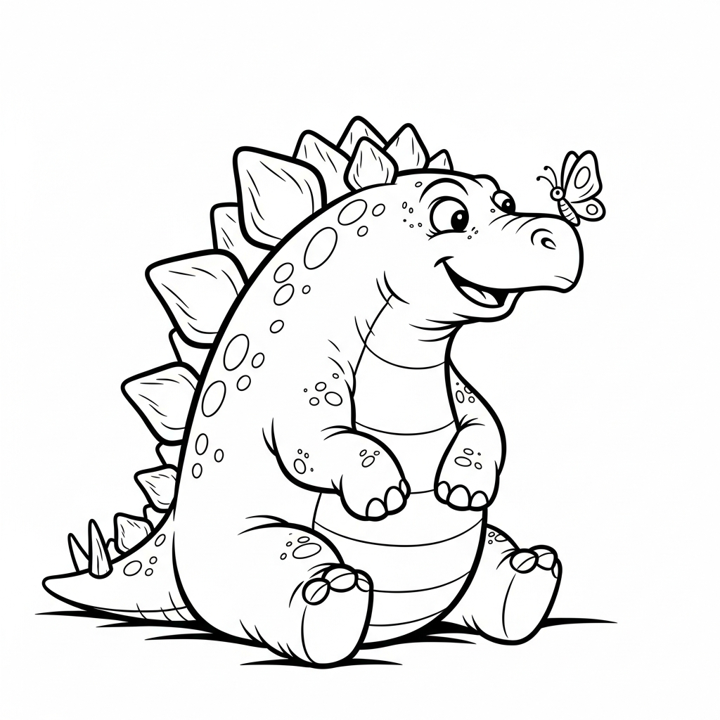 coloriage Stegosaurus à imprimer kawaii 1