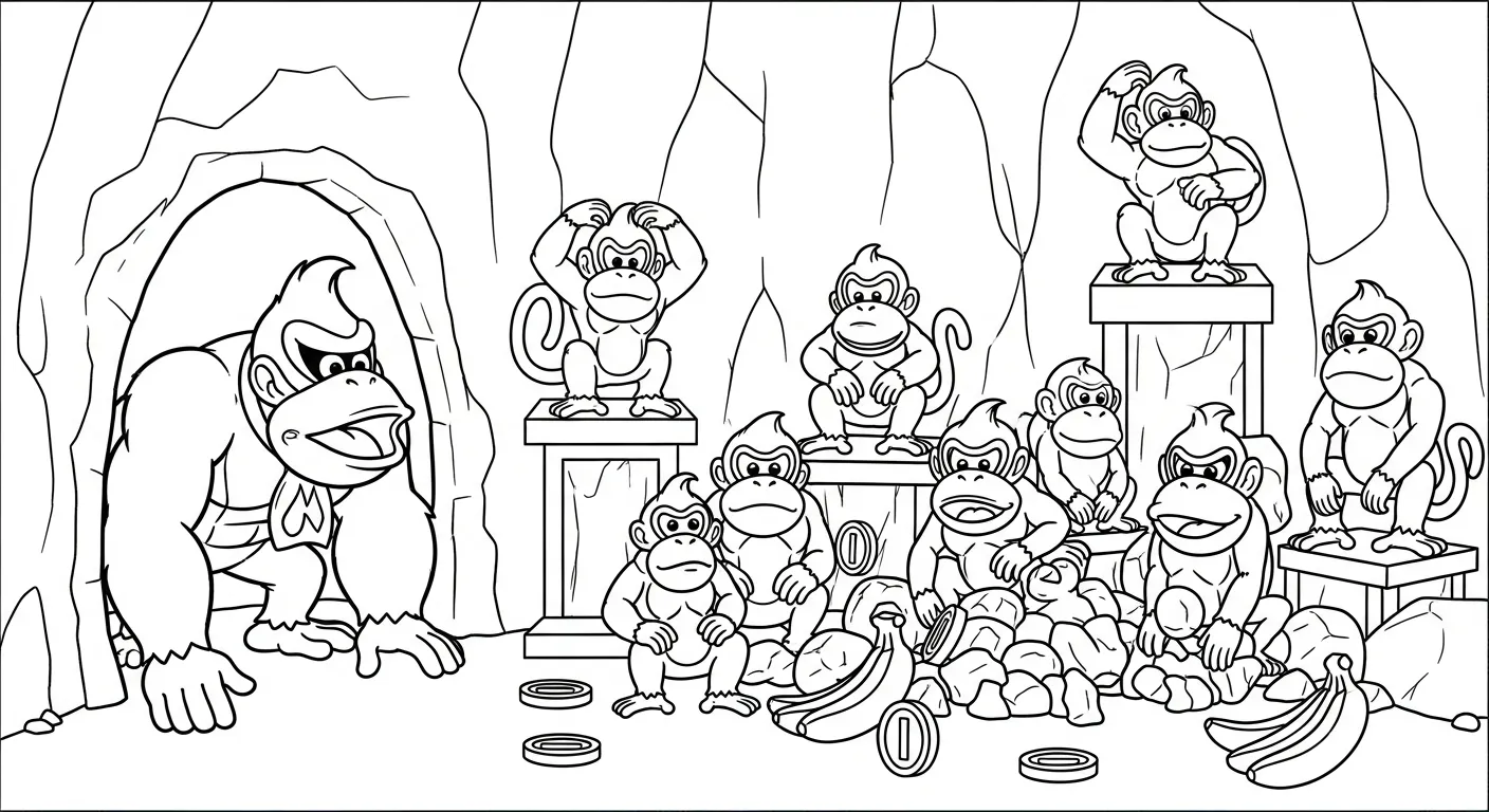 coloriage Donkey Kong à imprimer pour enfant de 2 ans