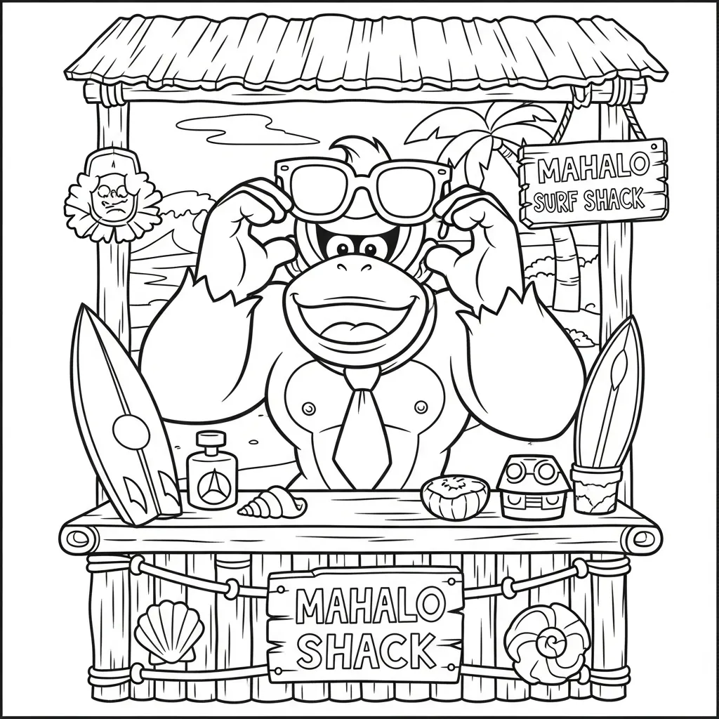 coloriage Donkey Kong à imprimer pour enfant de 7 ans