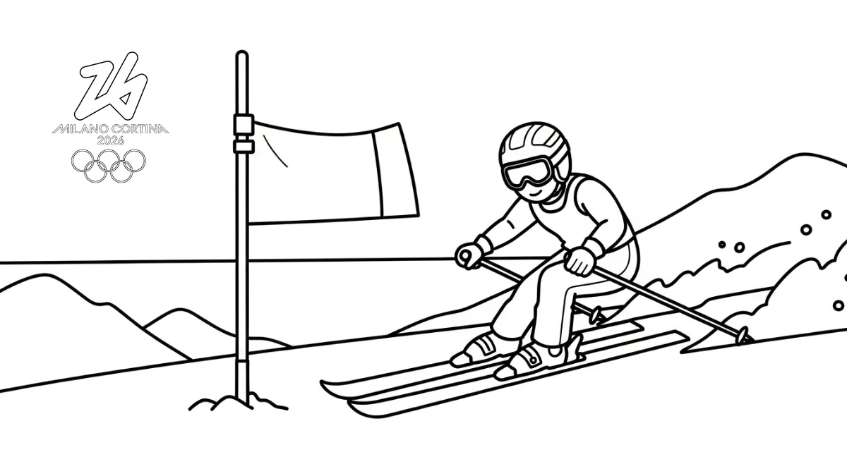 coloriage Jeux Olympiques d’Hiver de 2026 à imprimer pour enfant de 8 ans 1