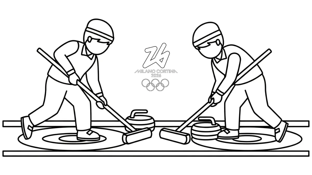 coloriage Jeux Olympiques d’Hiver de 2026 pour primaire