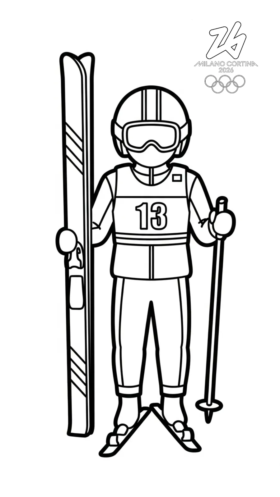 coloriage Jeux Olympiques d’Hiver de 2026 à imprimer pour enfant de 8 ans