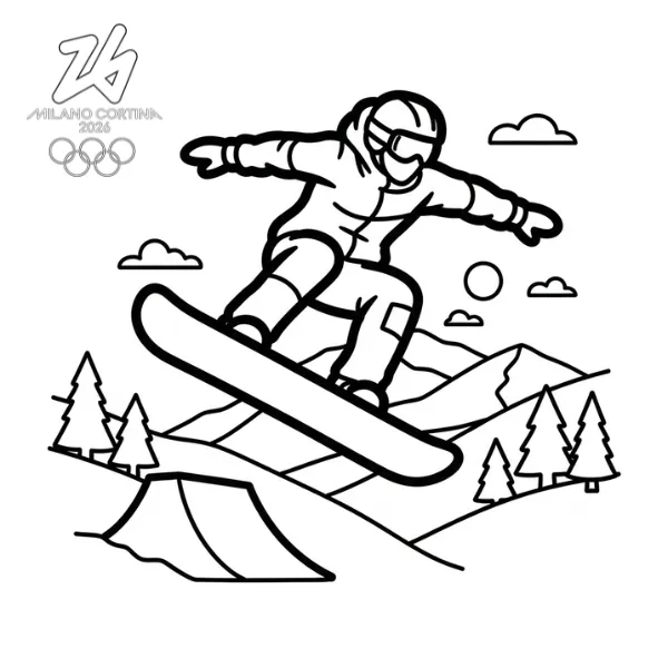 coloriage Jeux Olympiques d’Hiver de 2026 à imprimer pour enfant de 3 ans