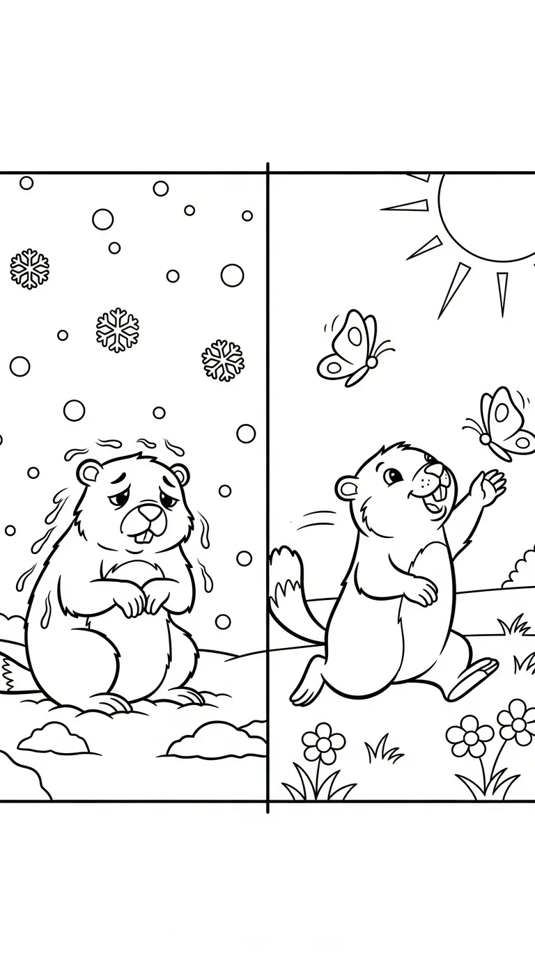coloriage Jour de la Marmotte d'enfant a imprimer