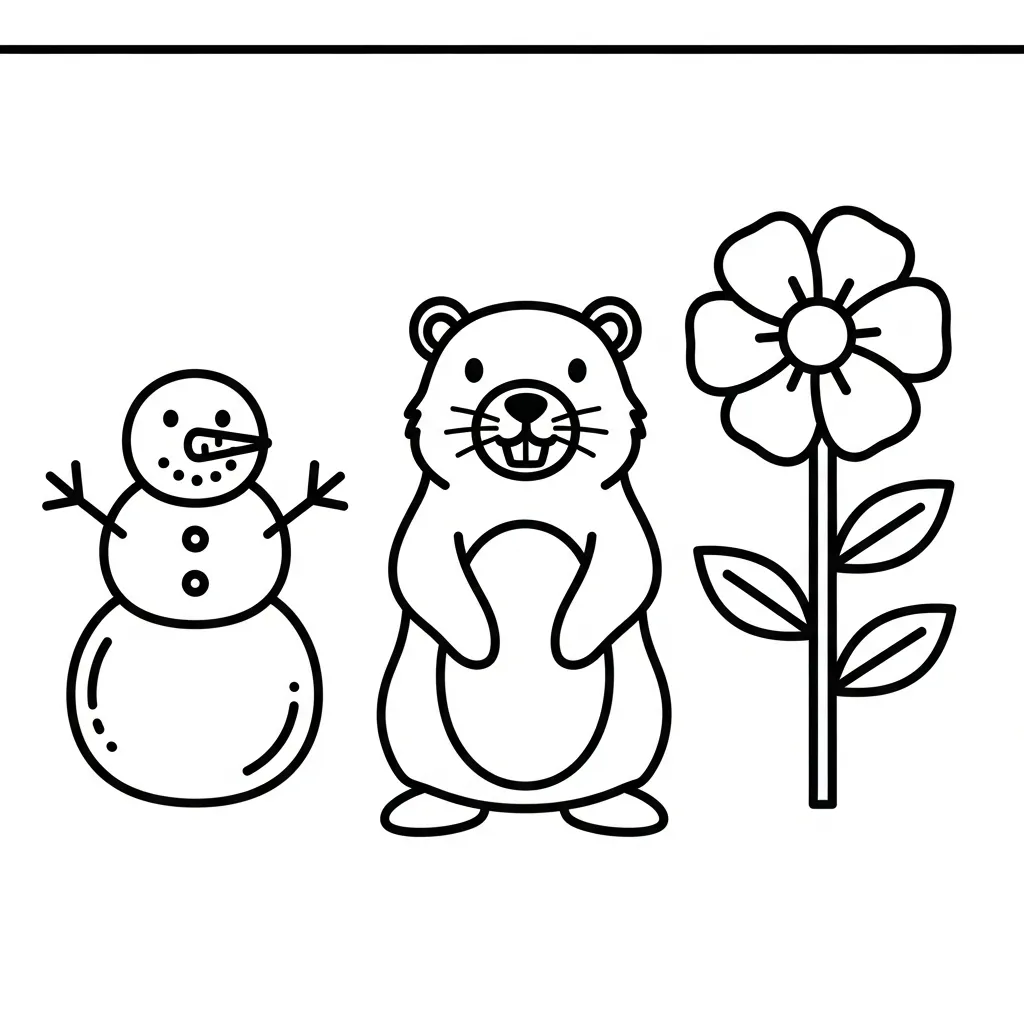 imprimer coloriage Jour de la Marmotte pour enfant